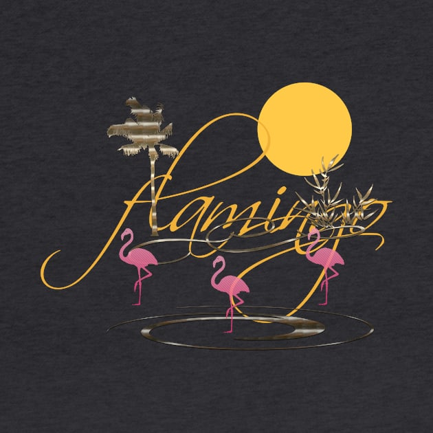 Tropical Oasis Pink Flamingo by technotext